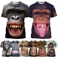 Fun kissing monkey lip pattern men's clothing 3D parody gorilla gorilla print T-shirt