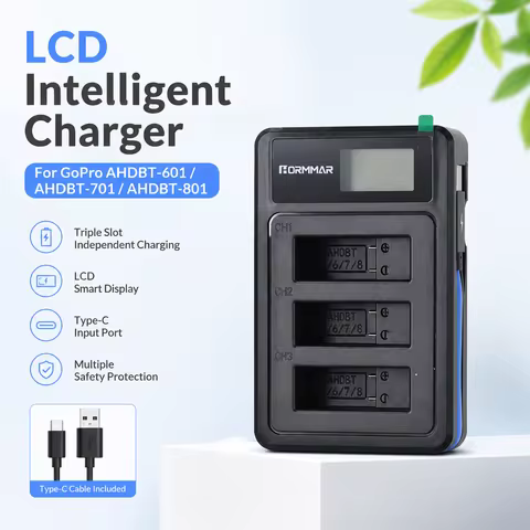 Triple Three Port Slot Battery Charger For Go Pro Gopro Hero 8 5 6 7 Black Sport Camera Accessory Wi