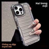 Ốp lưng điện thoại DAIMANG cho iPhone 15 Pro 16 Pro Max silicon sọc 3D trong suốt