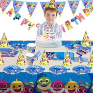 [SG SELLER] Baby Shark Party Supplies for Kids Birthday Party Candle Table Cover Decoration Goodie Bag