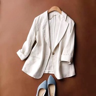 Blazer Women Korean Style causal Office Suit Jacket Women Linen Blazer