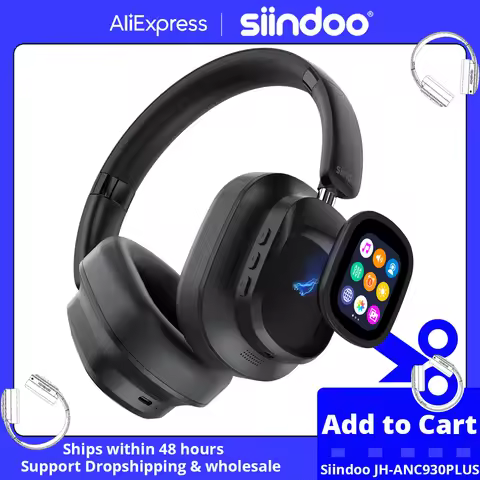 Siindoo NEWEST ANC930Plus Hybrid ANC Wireless Headphone, With Multi Magnetic Touch Control LED Scree
