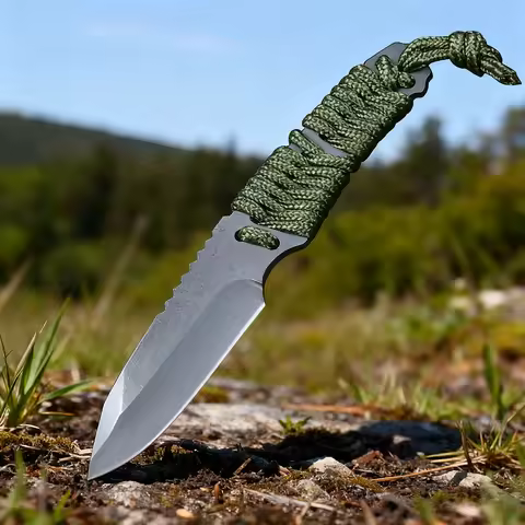 Straight Knife 8Cr13Mov Blade Nylon Rope Handle Utility Combat Tactical Knives EDC Hunting Camping M