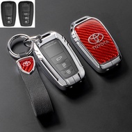 New carbon fiber Car Remote Key Case Cover Fob For Toyota Prius Camry Corolla CHR C-HR RAV4 Land Cruiser Prado Keychain Accessories