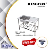 (NEW) RINOCON-Stainless Steel Single Sink Single Drainer c/w Stainless Steel Stand-RDIY10050SBD