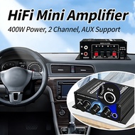 HiFi Mini Power Amplifier 400W AK270 2 Channel 12V Car Audio Support AUX Audio Amplifier