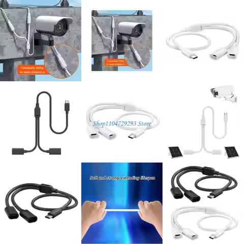 Y2GD Type C Splitter Charging Cable For Solar Security Camera Power Cord 5V/0.5A/1A/2A Power Supply 