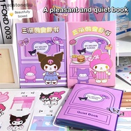 TIU  3D DIY Sanrio Quiet Book Kuromi Melody House Homemade Book Sticker Games Children Christmas Gift Toys n