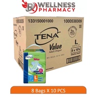 TENA Value Adult Diapers - (L) 1CTN [8 bags X 10pcs]