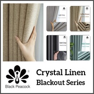 BlackPeacock Crsytal Linen 90%-100% Blackout Curtain/linen langsir/linen blackout langsir/modern langsir