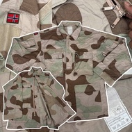 แจ็คเก็ตวินเทจ Rare Norwegian Desert Camo Jacket Military Surplus Tactical Outdoor BDU Shirt  แจ็คเก
