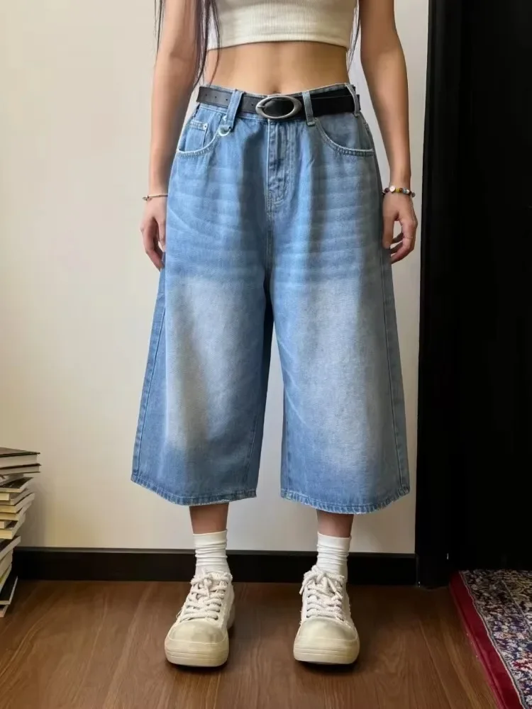 Vintage Loose Jorts Jeans Y2k Streetwear Oversize Shorts Denim Pants Korean Fashion Baggy Grunge Tro