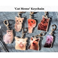 Cat Meme Tiktok Viral Funny Keychain | Cute Cats Gift Pendant Keyring | Cat Lover Funny Cats Gift | 