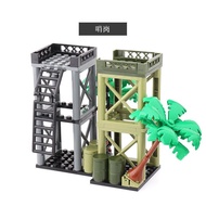 Small Particle MOC Building Blocks Assembled Military Whistle Tower Scene Base Whistle Office Prison