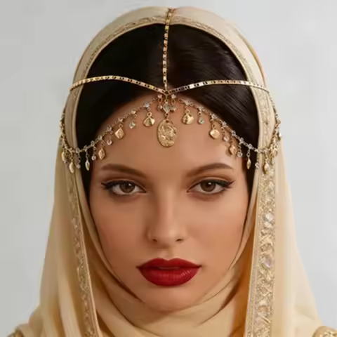 Bohemia Headband Crystal Hair Jewelry Women Metal Head Chain Headpiece Indian Boho Headdress Wedding