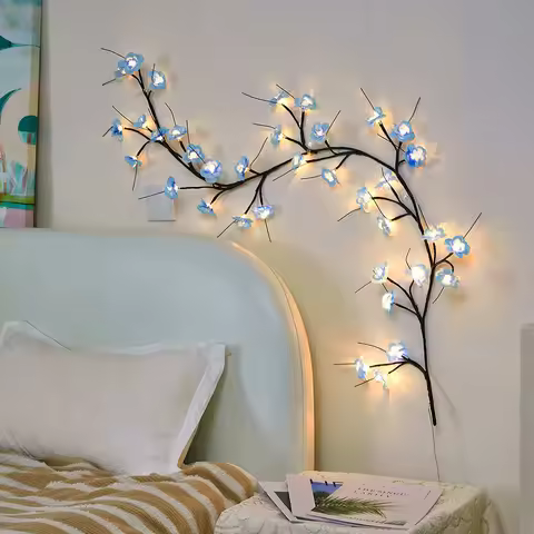 LED Branch Light with Remote Control Flower String Lights Bendable Artificial Flower Vine Light USB 