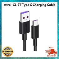 [Ready Stock] Awei CL-77T,77M 5A Fast Charging Cable USB to Type C 40W Data USB C Cable
