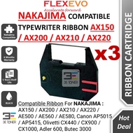 3 Units Compatible Nakajima AX150 AX 150 AX200 AX210 AX220 Black Typewriter Ribbon For AX150 AX200 A