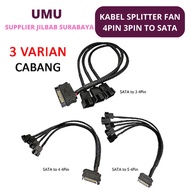 (UMU Supplier) SPLITTER FAN Cable 4PIN 3PIN TO SATA FAN Branch CONVERTER ADAPTER - 3PIN Branch