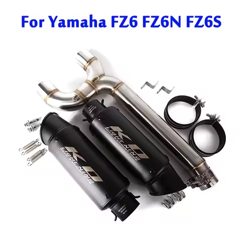 For Yamaha FZ6 FZ6N FZ6S Exhaust System Middle Link Pipe Escape Connecting Tube Slip On 51mm Muffler