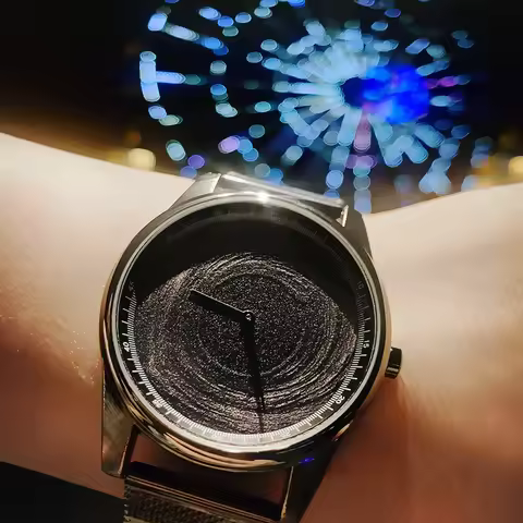 Enmex Individualization special design wristwatch 3D black hole creative design letaher fashion quar