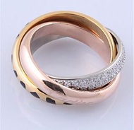 Cartier 卡地亞三環豹紋鑲鑽戒指 - 經典設計 奢華鑲嵌 香港正品專櫃品質