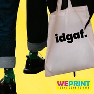 IDGAF STATEMENT TOTE BAG FUNNY KATSA CANVAS TOTE BAG BLACK WHITE PRINT QUALITY