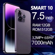 HP baru SMART 10 PRO NFC Handphone 4G/5G hp cuci Gudang Promo Smartphone 16GB+512GB RAM 6800MAH 7.5i