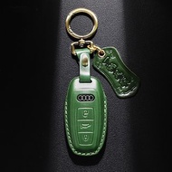 手縫汽車鑰匙皮套 奧迪 AUDI A1 A3 A4 A5 A6 A7 A8 Q2 Q3 綠色