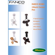 FANCO Dono Corner Fan 16″ Ceiling/Wall Mounting ABS Blades + Remote Control