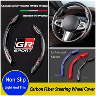 [Limited Time Offer] Toyota Gr Sport Carbon Fiber Texture Water Transfer Printing Steering Wheel Cover Car Interior Accessories for Hilux Innova Corolla Cross Rush Calya Yaris Vios