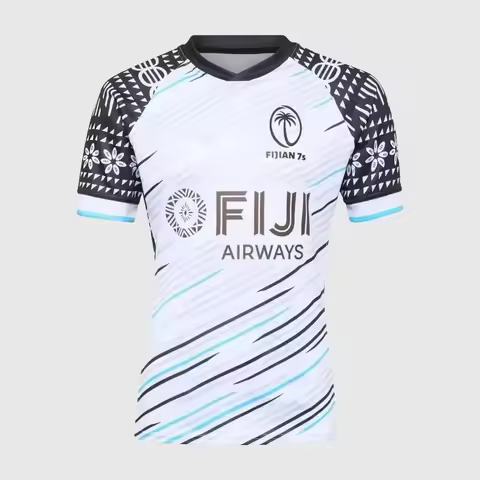 2026 Fiji 7s Rugby Jersey Men Fijian Airways Tribal Pattern Short Sleeve 7-a-side Rugby Fan Shirt Fa
