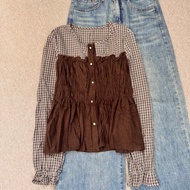 Checkered blouse SMOKE k490 11/9
