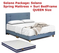 Solano Package: Solano Foam Mattress + Solomon BedFrame in QUEEN Size / Queen Bed with Mattress /Bed