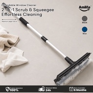 Amlife 120cm Extendable Window Squeegee 2-in-1 Glass Cleaning Brush Sponge Wiper for Home Car Bathro
