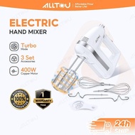 ALLTOU Hand Mixer Electric 400W Blender Turbo Mode Egg Beater 3 Set Accessories 304 Stainless Steel