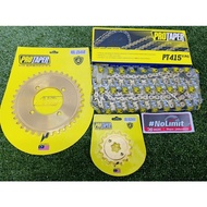 RXZ Y125Z LC135 415 CHROME GOLD PROTAPER FULL SPROCKET WITH CHAIN 415-132 O RING SET(Y15 / Y16 ) MOD
