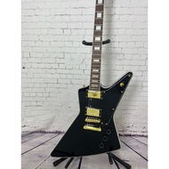 Chinese Electric guitar black color explorer Gold hardware mahogany body