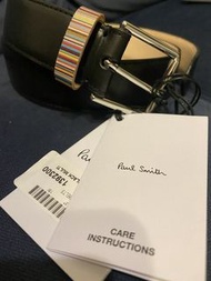 @L-store@Sale 現貨 全新真品 新款 Paul Smith 經典彩色皮環 黑色真皮皮帶 低調簡約 PS