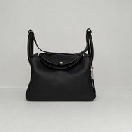 HERMES Lindy3089黑色TC皮U刻銀扣肩背包