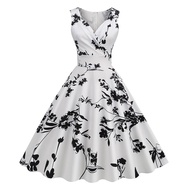 Women's 50s 60s Dress Hepburn Style Retro Printed Dress