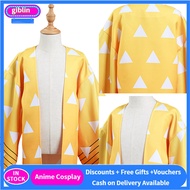 ผู้ฆ่าปีศาจ: Kimetsu No Yaiba Agatsuma Zenitsu เด็กชุดกิโมโนเด็กเสื้อโค้ทสำหรับแต่งคอสเพลย์