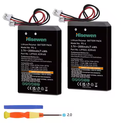 Hisewen 2000mAh PS4 PS4Pro Battery Replacement for Sony Playstation 4 Dualshock 4 V1 V2 Controller C