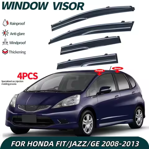 Thickening PC 4Piece Wind Deflectors Rain Guards Door for HONDA FIT JAZZ GE8 GE6 2008-2013 Auto Door