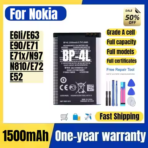BP-4L for Nokia E6li/E63/E90/E71/E71x/N97/N810/E72/E52 Phone Battery High Quality Replacement Bateri
