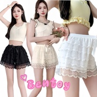 Bentoy(Lace03)Lace Pants Elastic Waist Multi-Layer Details Cute With A Bow In Front Of The Very Comf