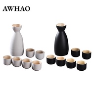 AWHAO Japanese Sake Set, Sake Drinks, Craft Gifts, Creative Sake Bottle, Sake Cup Set, for Cabinet, 