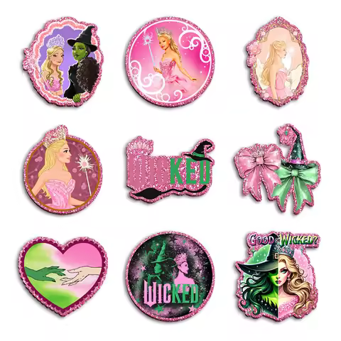 Wicked Glinda Elphaba Chunky Glitter Planar Resin Acrylic Flatback Charms For DIY Phone Case Bow Cra