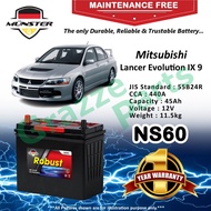 Münster Robust MF CMF NS60 | 55B24R (45AH) Car Battery Bateri Kereta for Mitsubishi Lancer Evo 9 F G