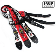 Colorful Print Style Guitar Strap For Acoustic Electric Guitar Bass Adjustable Nylon Guitar Belt PU Leather End Guitar Accessory